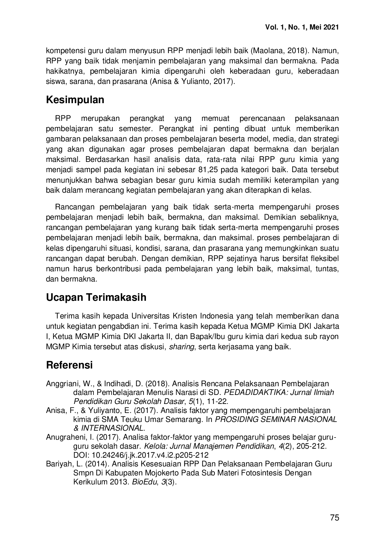 JURIS Analisis RPP Guru Kimia pada Kegiatan Sosialisasi Pengembangan Kompetensi melalui Pengembangan Ranah Afektif