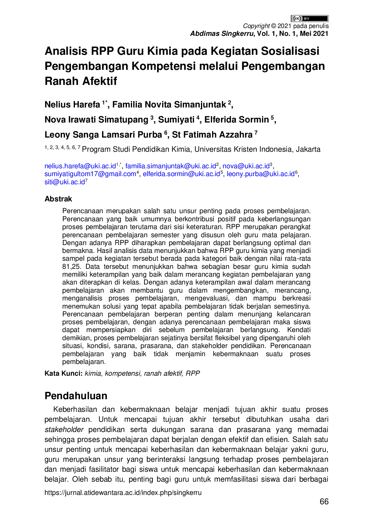 JURIS Analisis RPP Guru Kimia pada Kegiatan Sosialisasi Pengembangan Kompetensi melalui Pengembangan Ranah Afektif