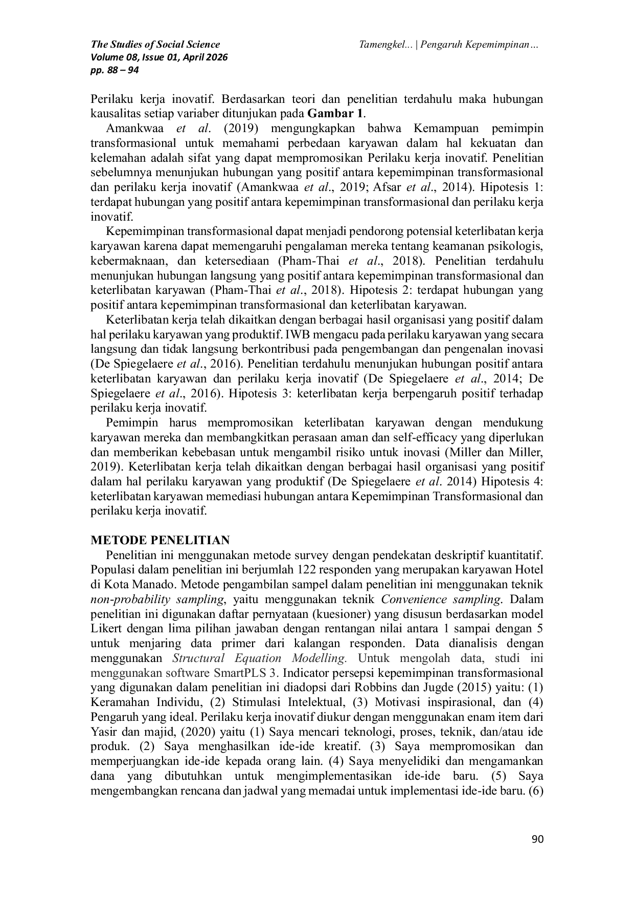 JURIS Pengaruh Kepemimpinan Transformasional terhadap Perilaku Kerja Inovatif Peran Keterlibatan Karyawan sebagai Mediator