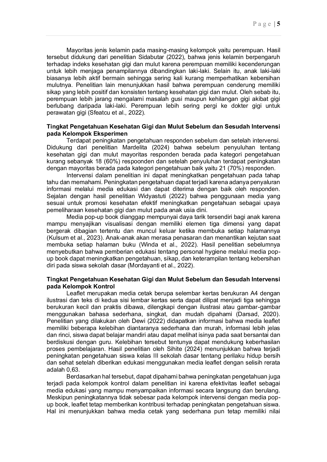 JURIS Pendidikan Kesehatan Menggunakan Media Pop Up Book Dapat Meningkatkan Pengetahuan Kesehatan Gigi dan Mulut Pada Anak Usia Sekolah di SD N Demak Ijo 1