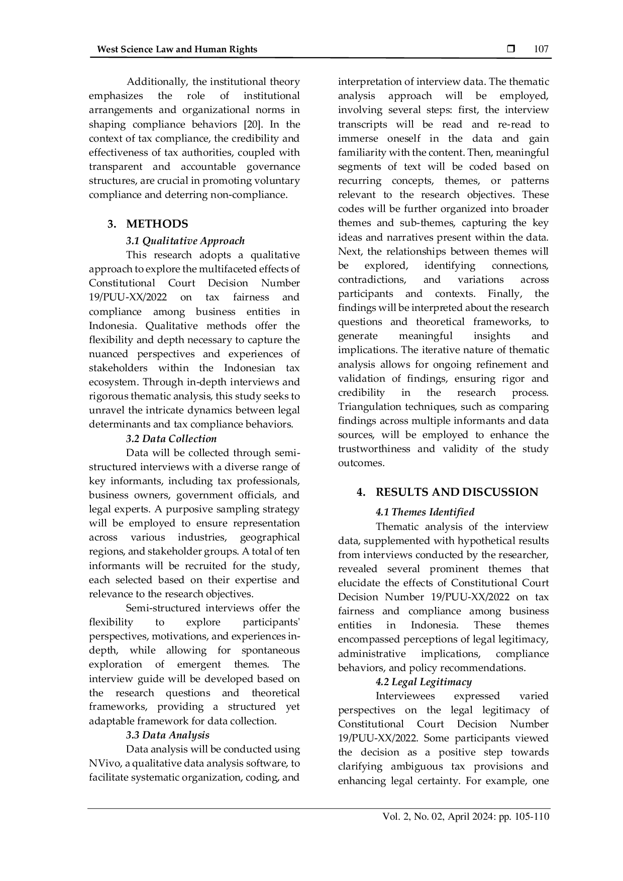 JURIS The Effect of Constitutional Court Decision Number 19 PUU XX 2022 on Tax Fairness and Compliance among Business Entities in Indonesia