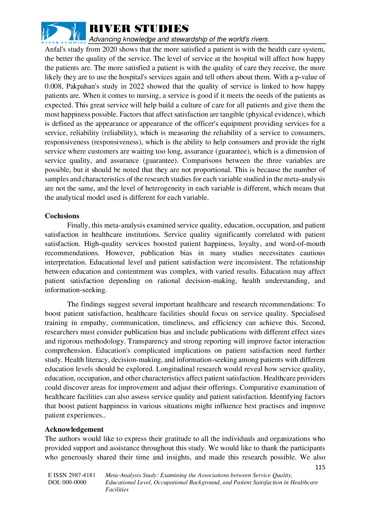 juris Meta Analysis Study Examining the Associations between Service Quality Educational Level Occupational Background and Patient Satisfaction in Healthcare Facilities