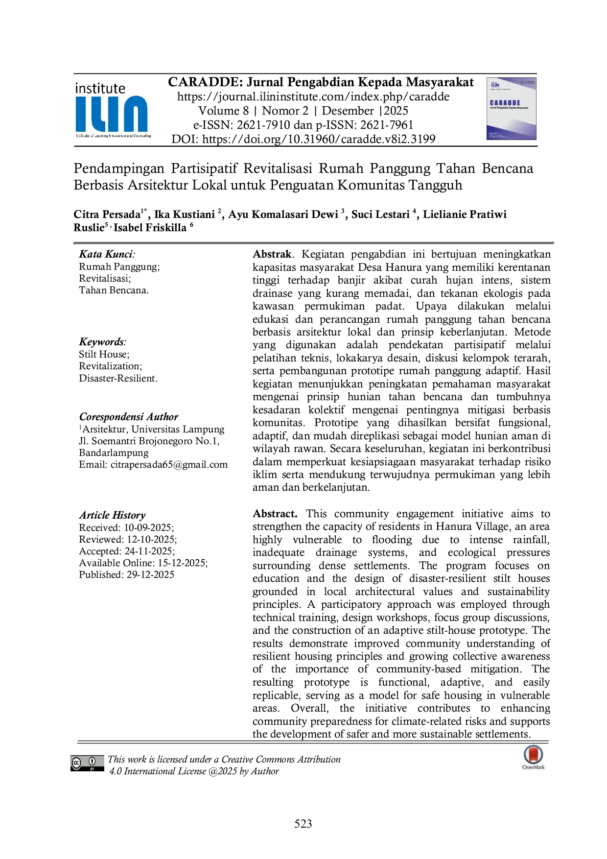 JURIS Pendampingan Partisipatif Revitalisasi Rumah Panggung Tahan Bencana Berbasis Arsitektur Lokal untuk Penguatan Komunitas Tangguh