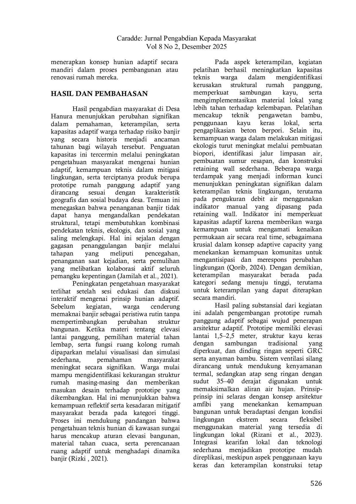 JURIS Pendampingan Partisipatif Revitalisasi Rumah Panggung Tahan Bencana Berbasis Arsitektur Lokal untuk Penguatan Komunitas Tangguh