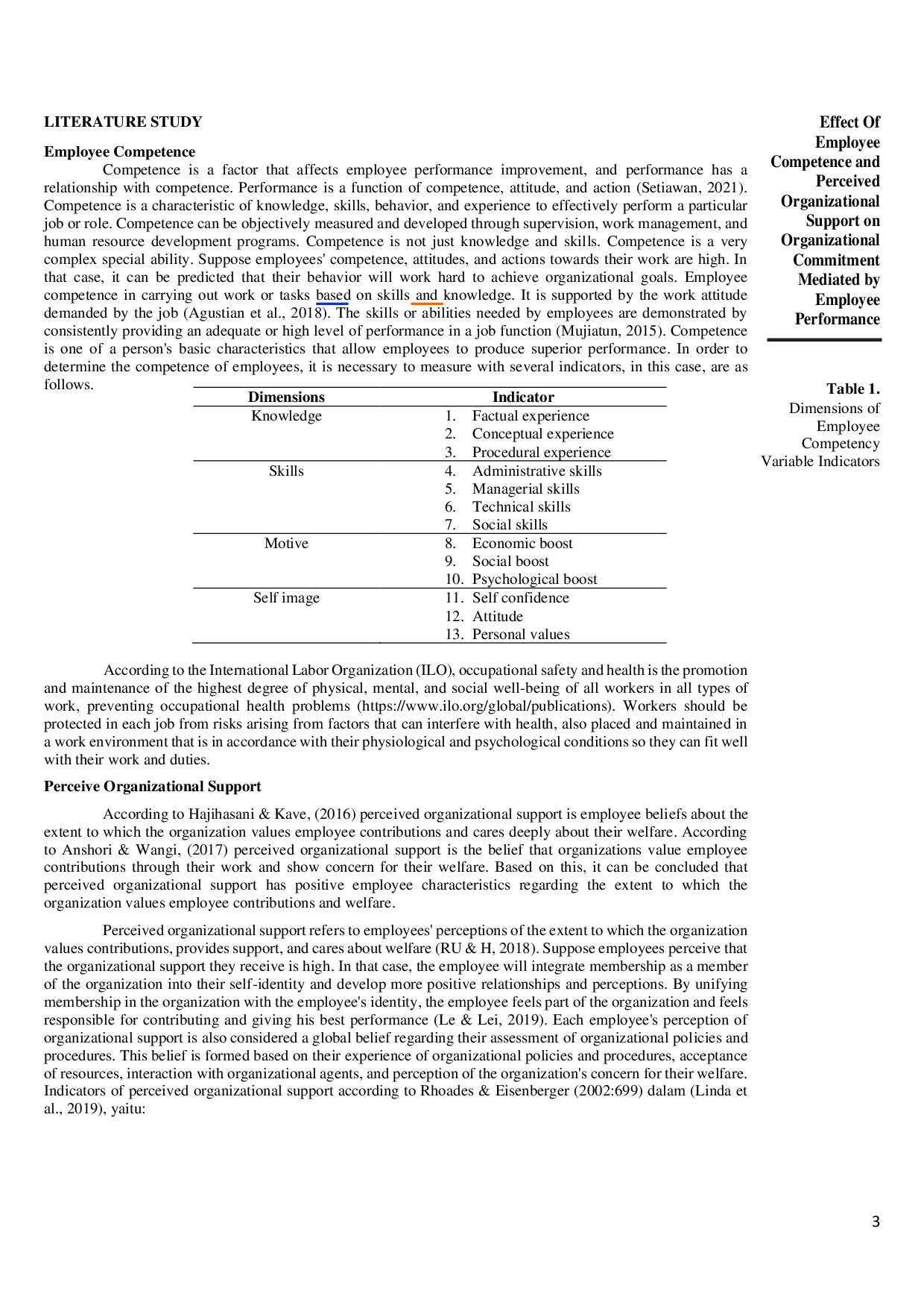 juris Effect of Employee Competence and Perceived Organizational Support on Organizational Commitment Mediated by Employee Performance