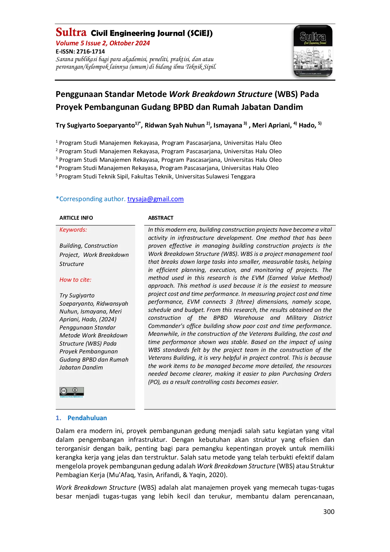 JURIS Penggunaan Standar Metode Work Breakdown Structure WBS Pada Proyek Pembangunan Gudang BPBD dan Rumah Jabatan Dandim