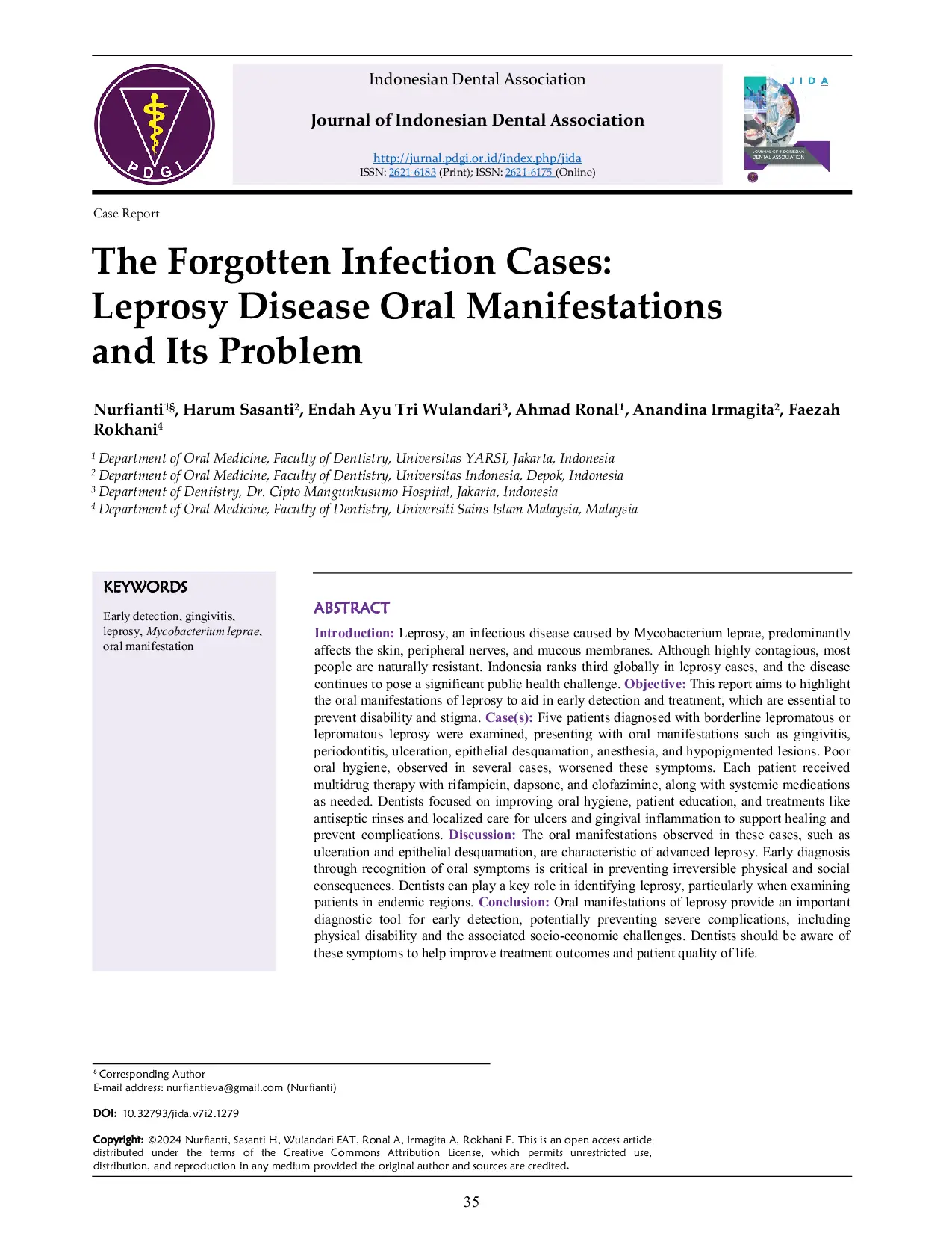 JURIS The Forgotten Infection Cases Leprosy Disease Oral Manifestations and Its Problem