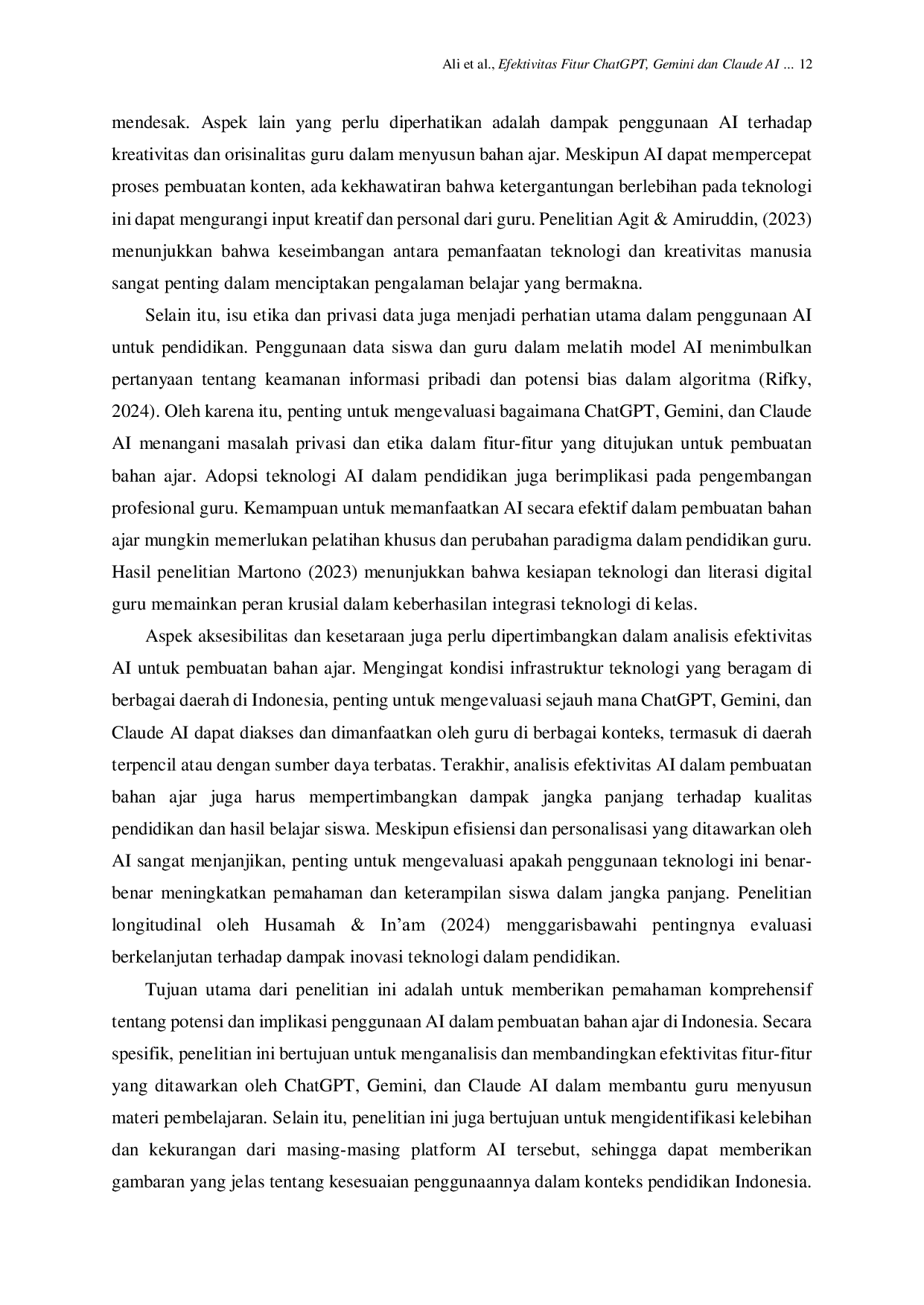 JURIS Efektivitas Fitur ChatGPT Gemini dan Claude AI dalam Membantu Guru Membuat Bahan Ajar