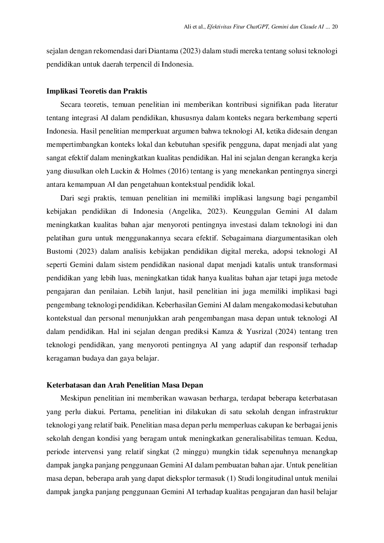 JURIS Efektivitas Fitur ChatGPT Gemini dan Claude AI dalam Membantu Guru Membuat Bahan Ajar