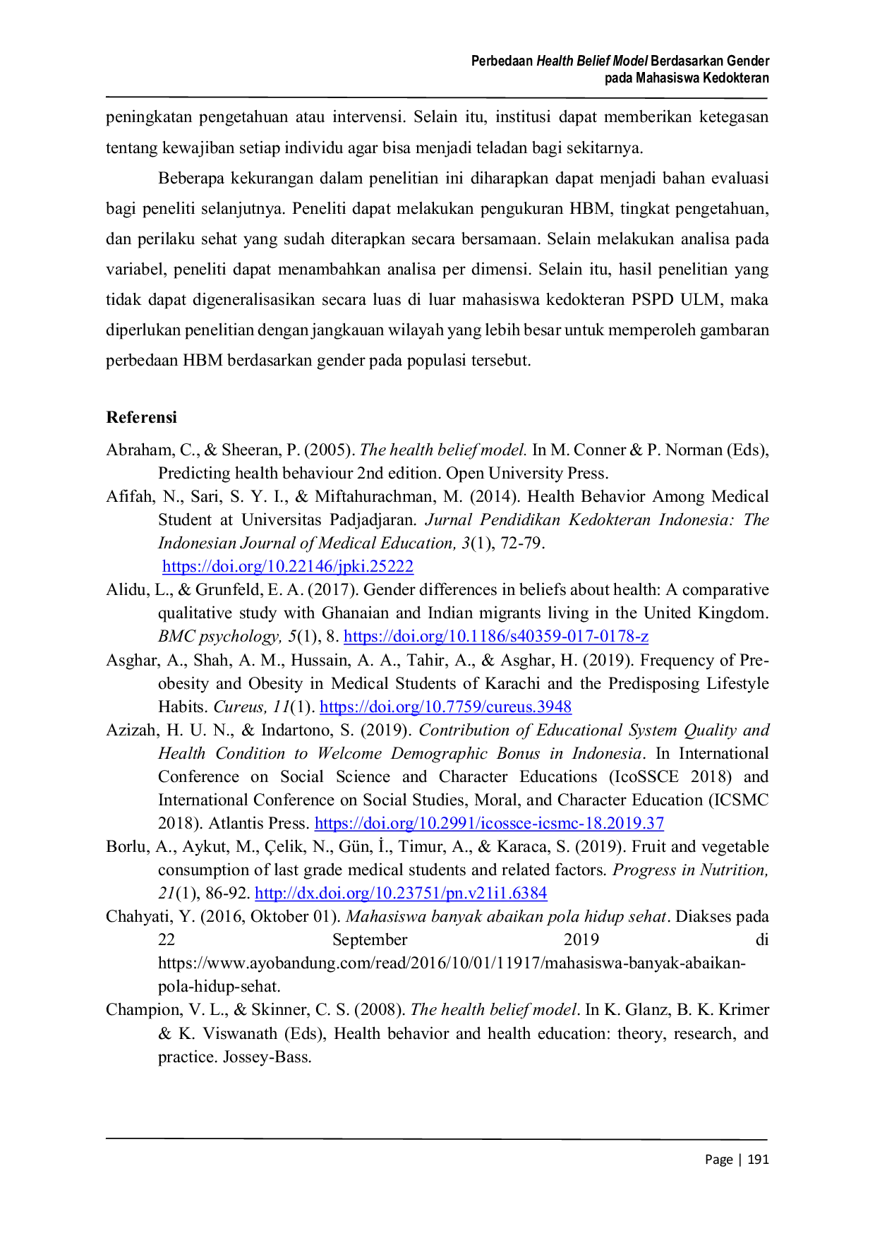 JURIS Perbedaan Health Belief Model Berdasarkan Gender pada Mahasiswa Kedokteran