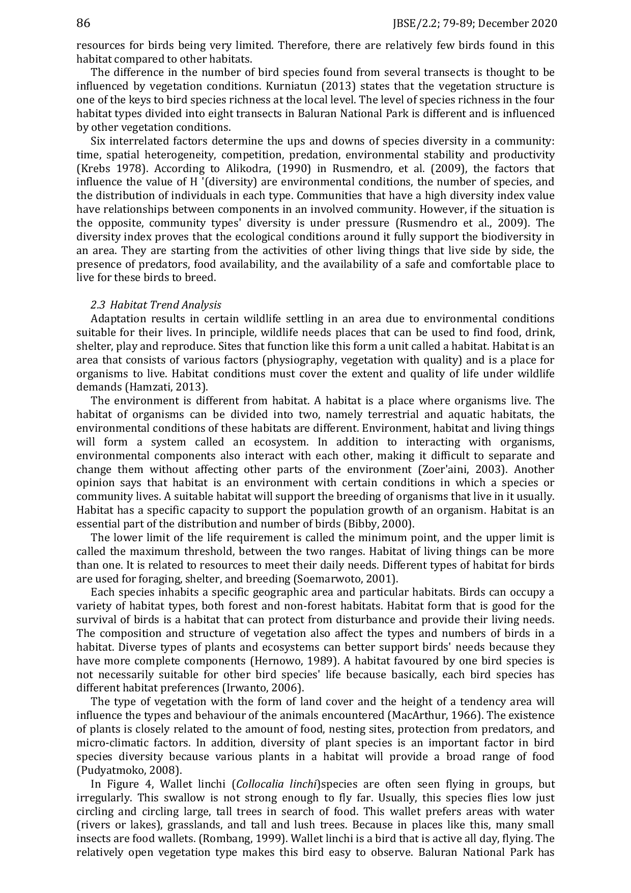 JURIS Bird Community Structure Avifauna in The Coastal Forest Area of Baluran National Park