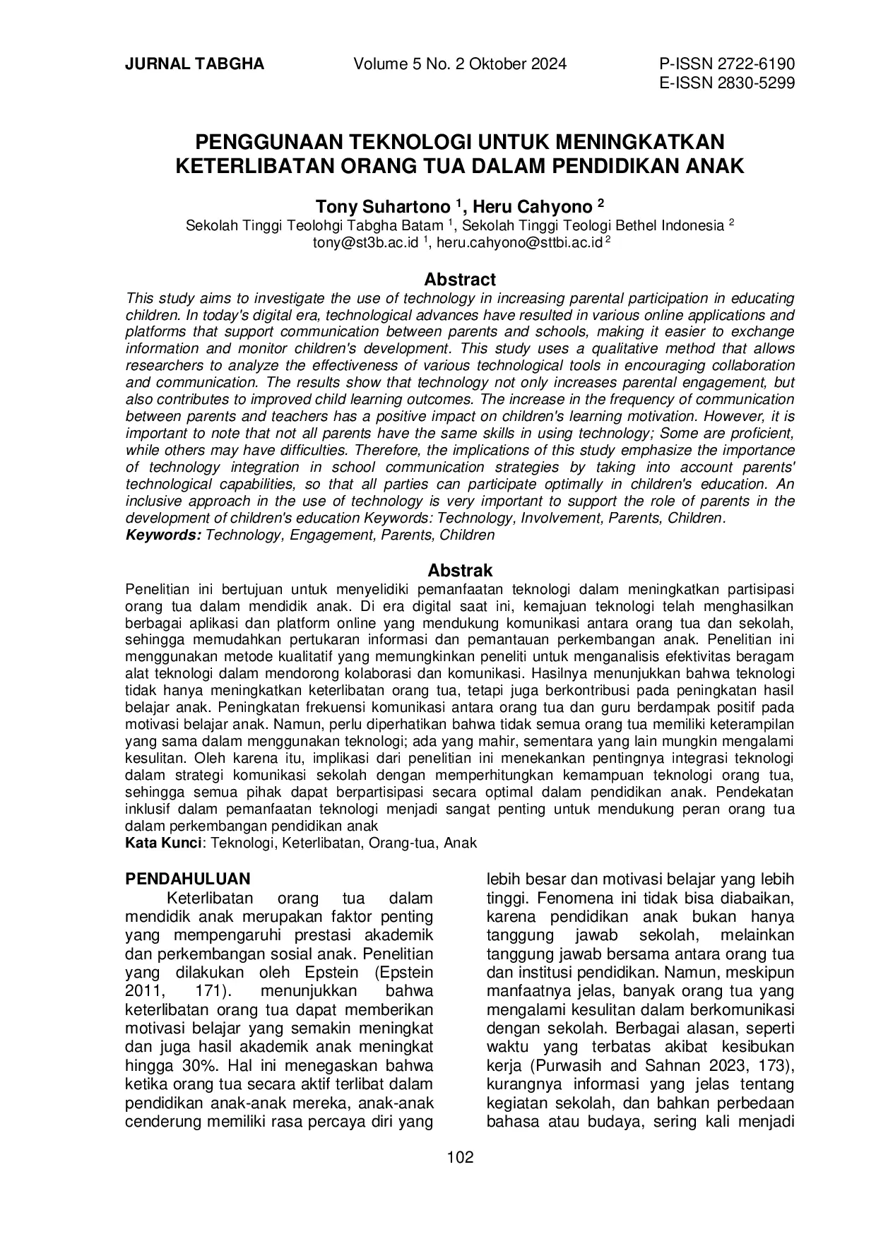 JURIS Penggunaan Teknologi untuk Meningkatkan Keterlibatan Orang Tua dalam Pendidikan Anak