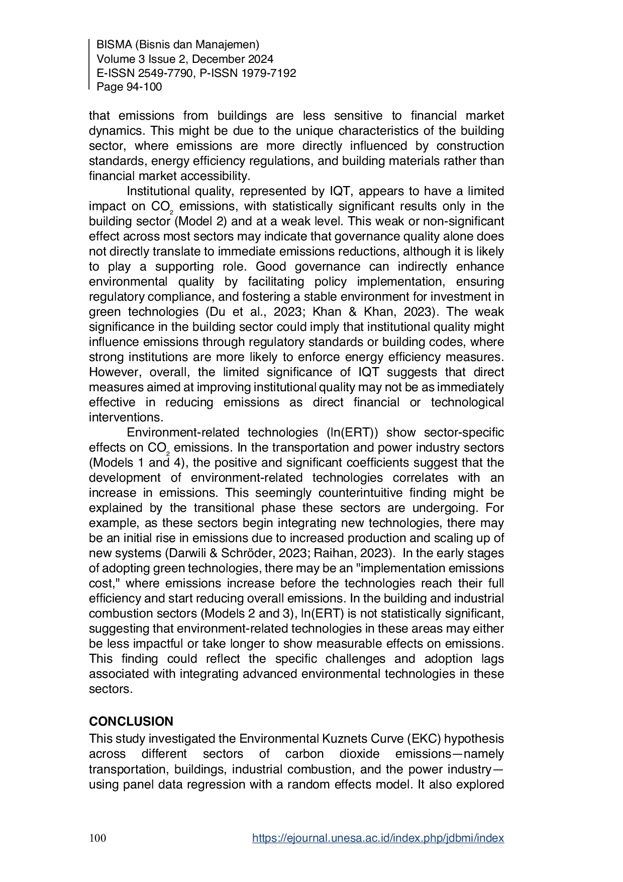 JURIS Reexamining the Environmental Kuznets Curve in Selected N 11 Countries The Role of Financial Markets Institutional Quality and Environmental Technology