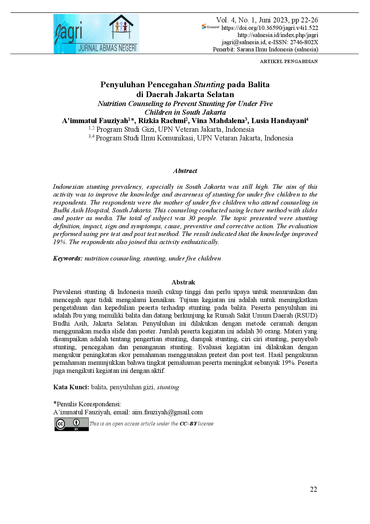 juris Penyuluhan Pencegahan Stunting pada Balita di Daerah Jakarta Selatan