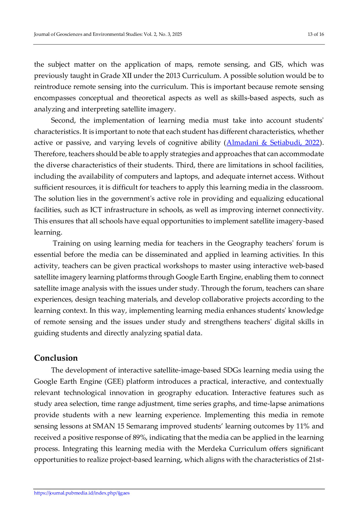 JURIS SDGs Learning Using Interactive Web Based Satellite Imagery at SMAN 15 Semarang