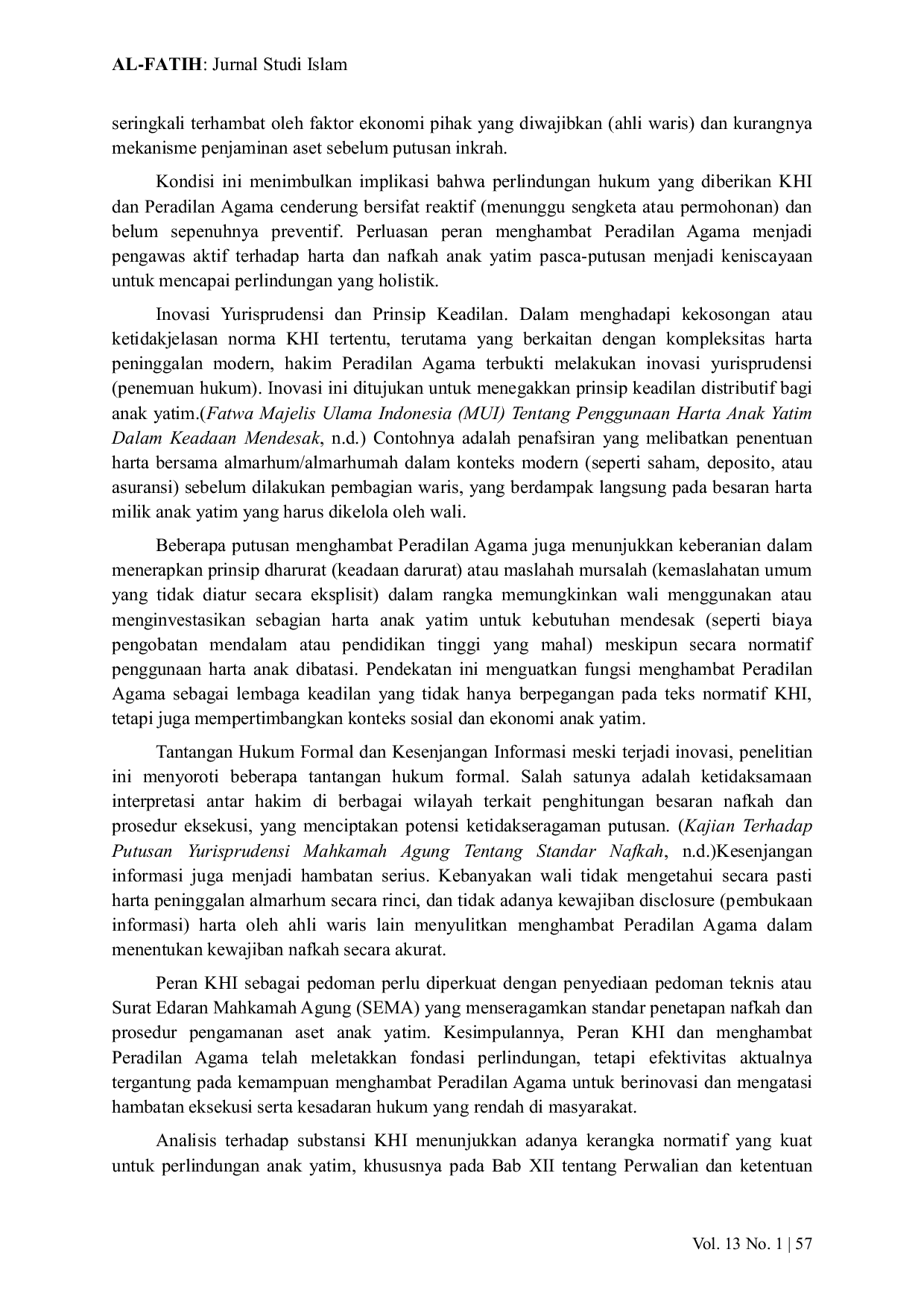 JURIS The Role of Islamic Law Compilation and Religious Courts Legal Protection and Child Support for Orphans in Indonesia
