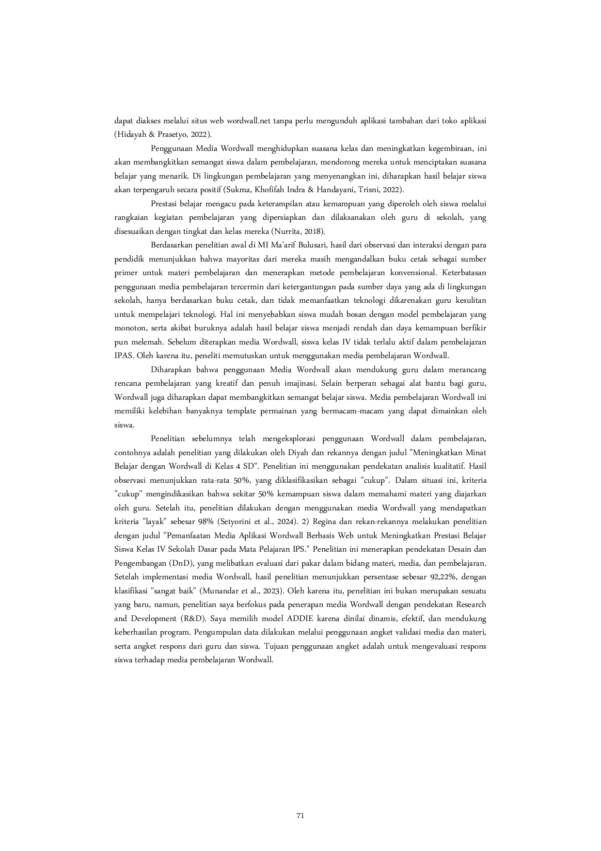 JURIS Pengembangan Media Pembelajaran Berbasis Aplikasi Wordwall Pada Pembelajaran IPAS Untuk Meningkatkan Hasil Belajar Siswa Kelas IV Sekolah Dasar