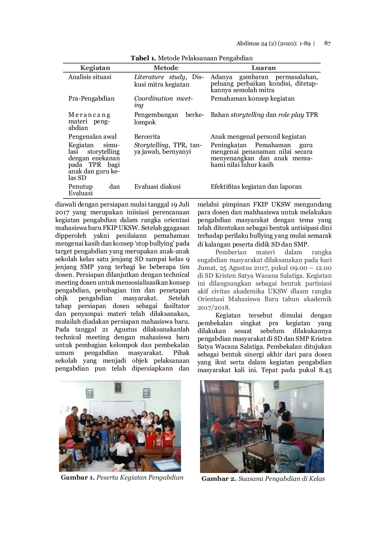 JURIS Mengajarkan Nilai Stop Bullying Melalui Storytelling Berbasis Total Physical Response Di Kalangan Peserta Didik Sekolah Dasar Kristen Satya Wacana Salatiga