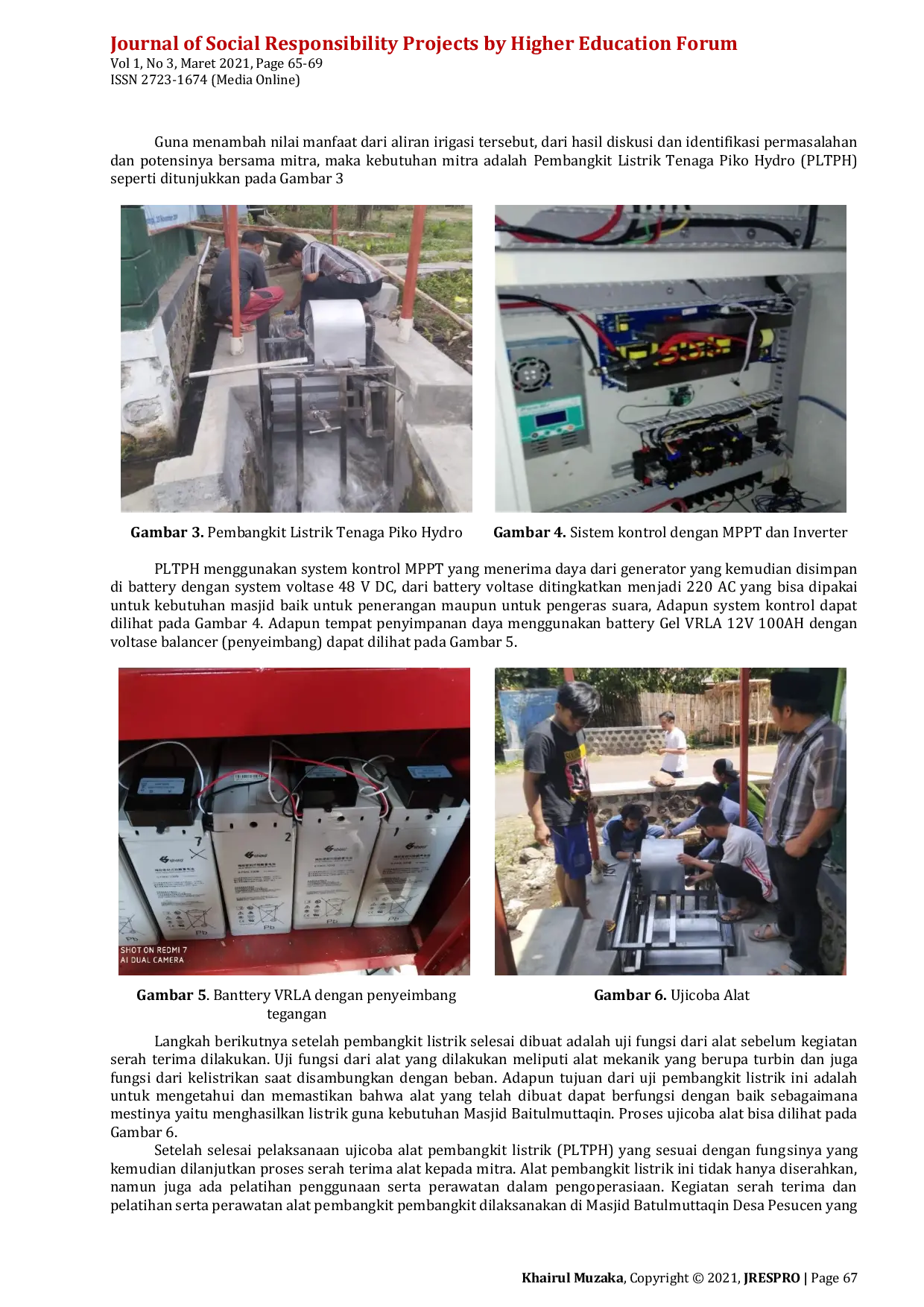 JURIS Pemanfaatan Teknologi Pembangkit Listrik Tenaga Pikohidro di Desa Pesucen Kabupaten Banyuwangi