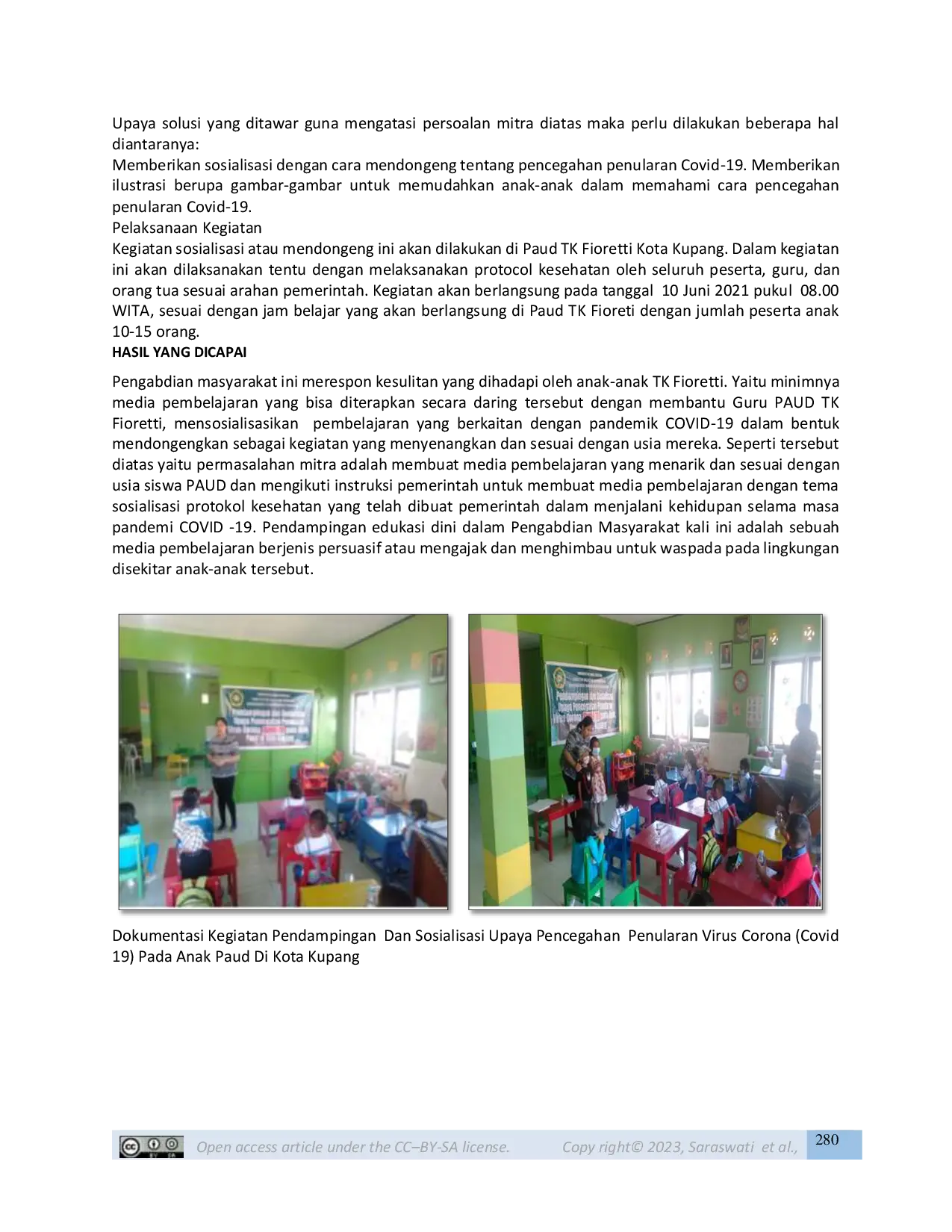 JURIS Pendampingan dan Sosialisasi Upaya Pencegahan Penularan Virus Corona COVID 19 pada Anak PAUD di Kota Kupang