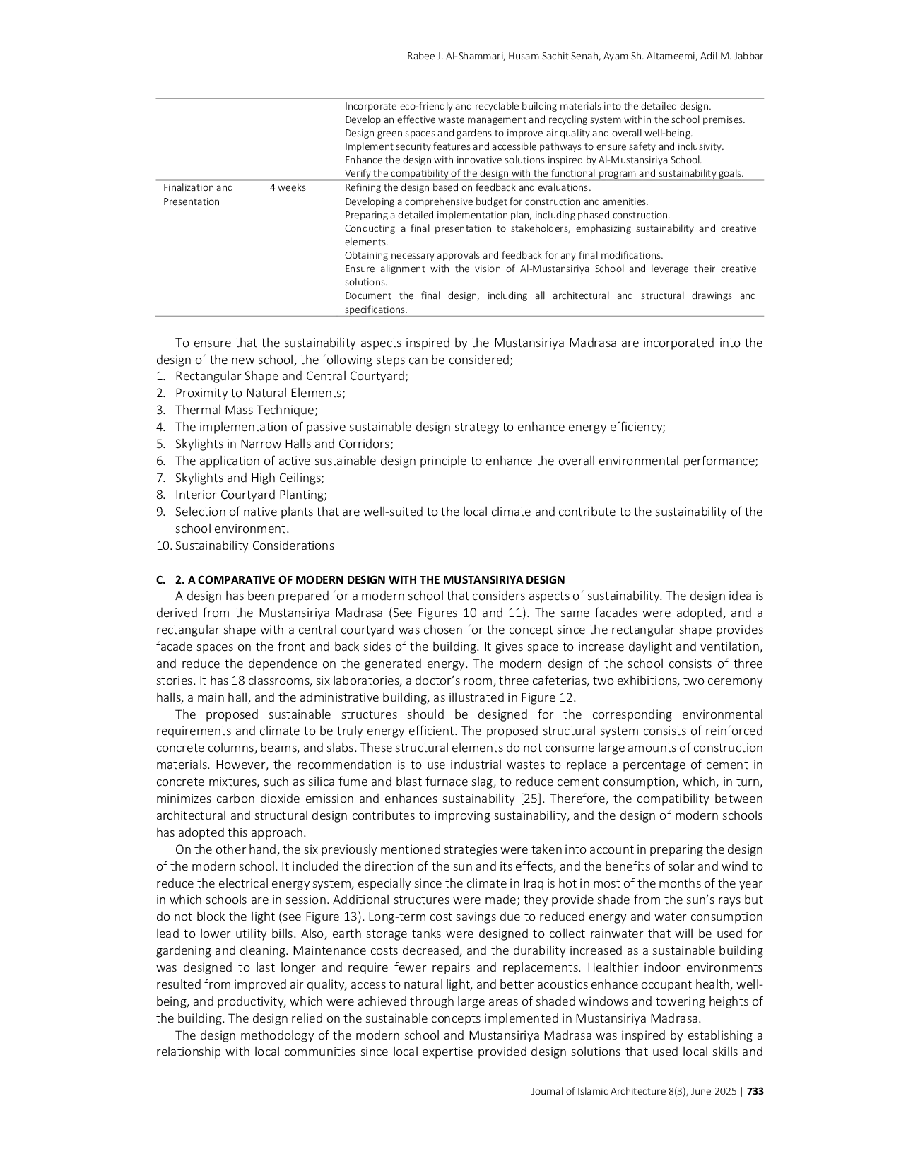 JURIS Sustainability Investigation of the Old Mustansiriya Madrasa in Modern Construction A Comparative Study