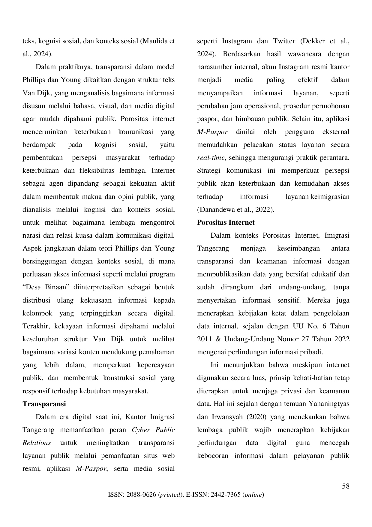 JURIS Peran Cyber Public Relation Dalam Transparansi Dan Jangkauan Layanan Imigrasi Tangerang