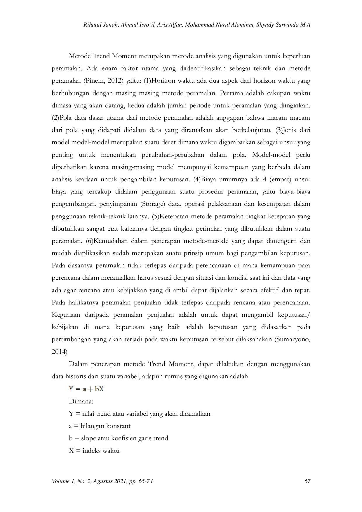 JURIS Peramalan Hasil Panen Jagung Di Kecamatan Solokuro Dengan Menggunakan Metode Trend Moment