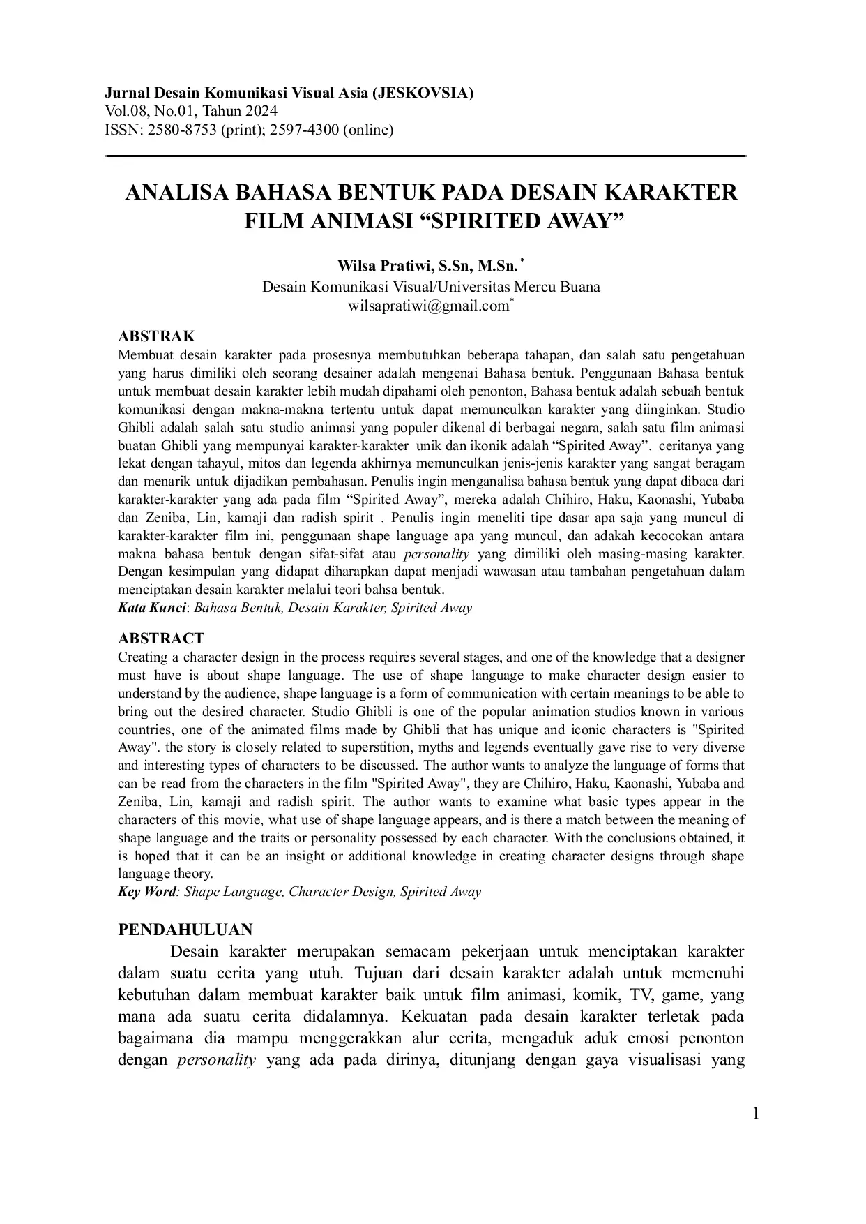 JURIS Analisa Bahasa Bentuk Pada Desain Karakter Film Animasi Spirited Away