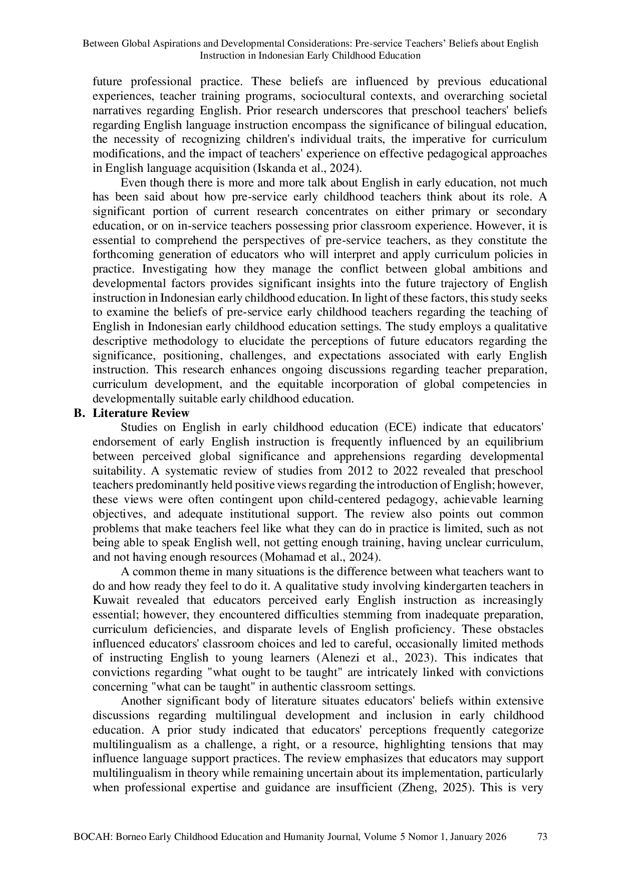JURIS Between Global Aspirations and Developmental Considerations Pre service Teachers Beliefs about English Instruction in Indonesian Early Childhood Education