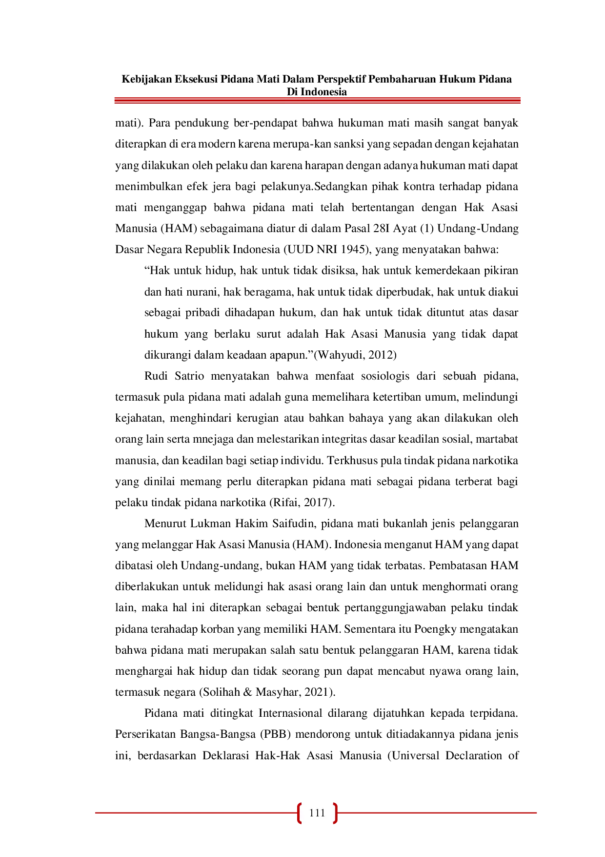 JURIS Kebijakan Eksekusi Pidana Mati Dalam Perspektif Pembaharuan Hukum Pidana Di Indonesia