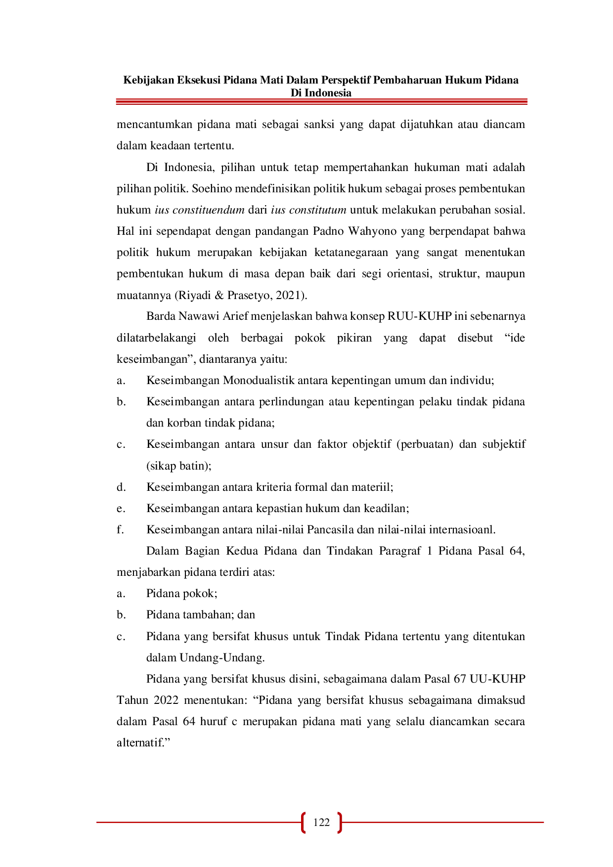 JURIS Kebijakan Eksekusi Pidana Mati Dalam Perspektif Pembaharuan Hukum Pidana Di Indonesia