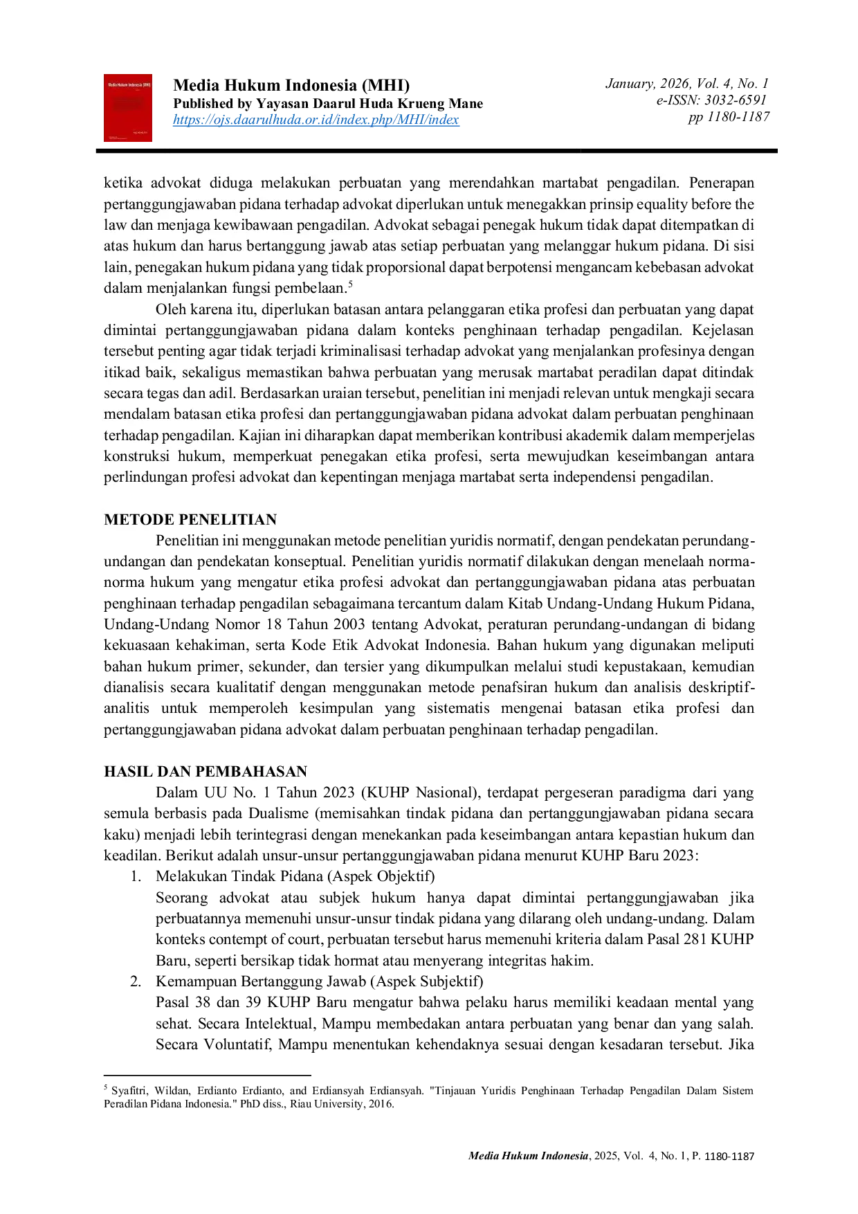 JURIS Paradigma Baru Pertanggungjawaban Pidana Advokat Terhadap Tindak Pidana Peradilan Menurut UU No 1 Tahun 2023
