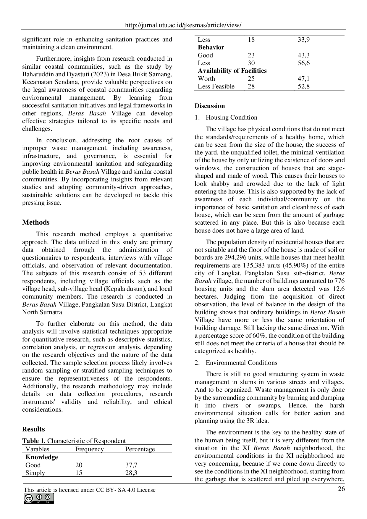 JURIS The Influence of Public Awareness on Knowledge and Behavior of Littering in The Village of Beras Basah North SumateraThe Influence of Public Awareness on Knowledge and Behavior of Littering in The