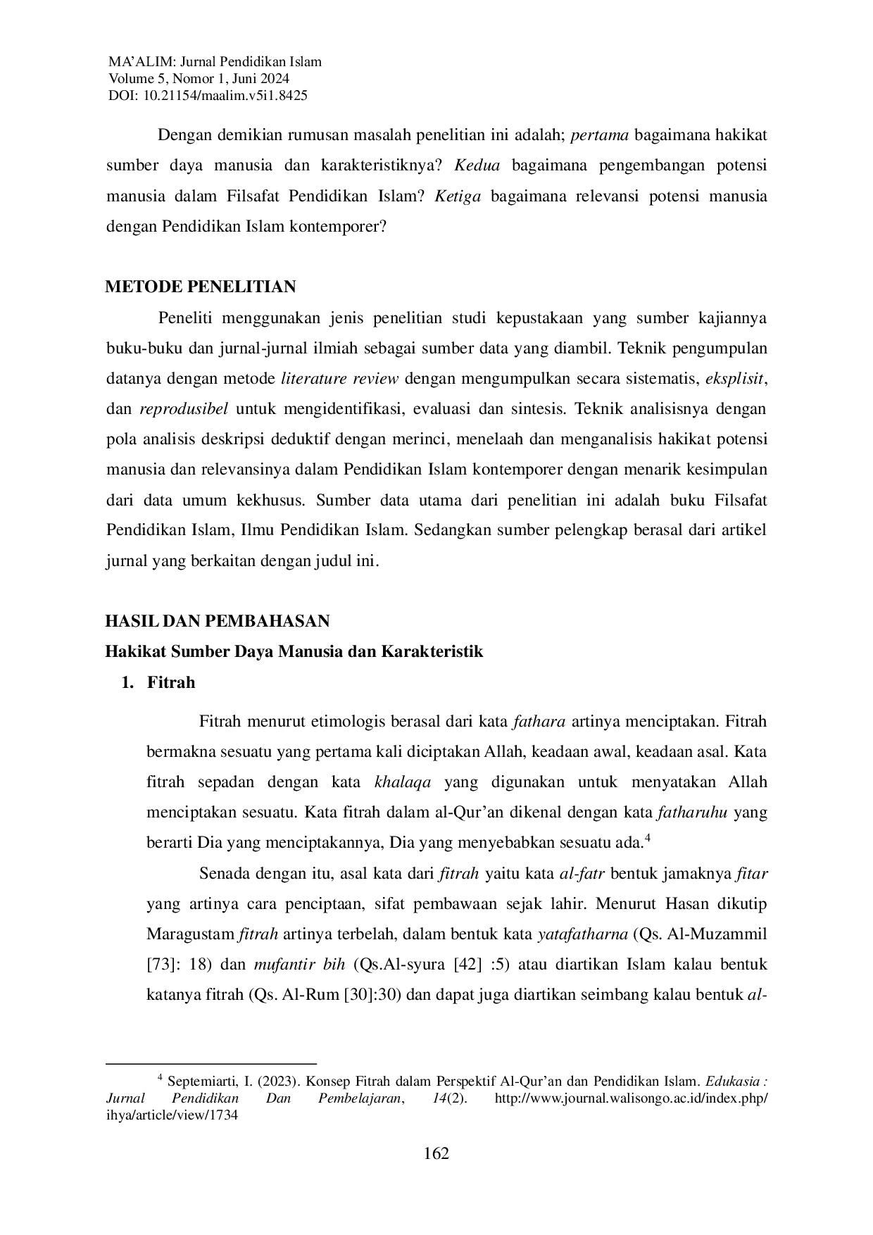 JURIS Sumber Daya Manusia Fitrah Akal Qalb dan Nafs dalam Filsafat Pendidikan Islam