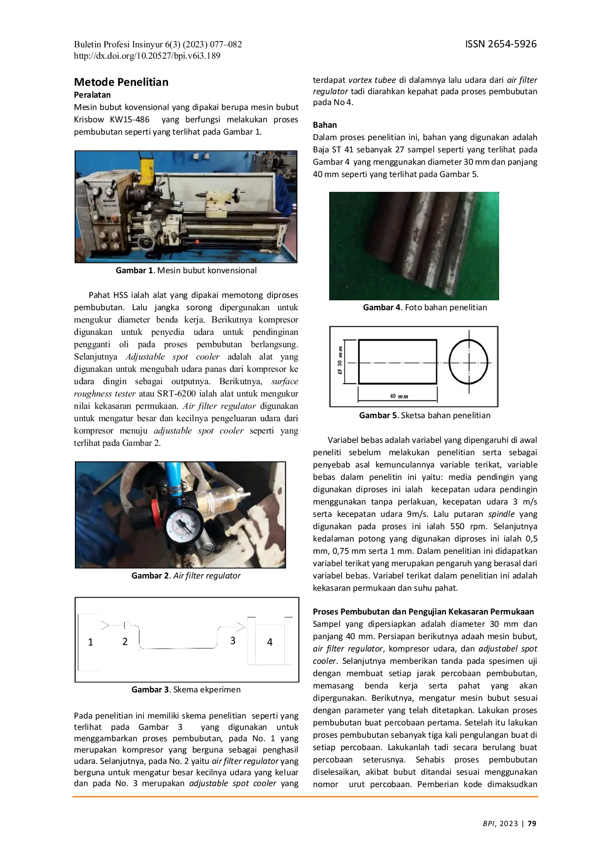 JURIS Pengaruh Variasi Kecepatan Udara dan Depth of Cut terhadap Kekasaran Permukaan pada Baja St 41
