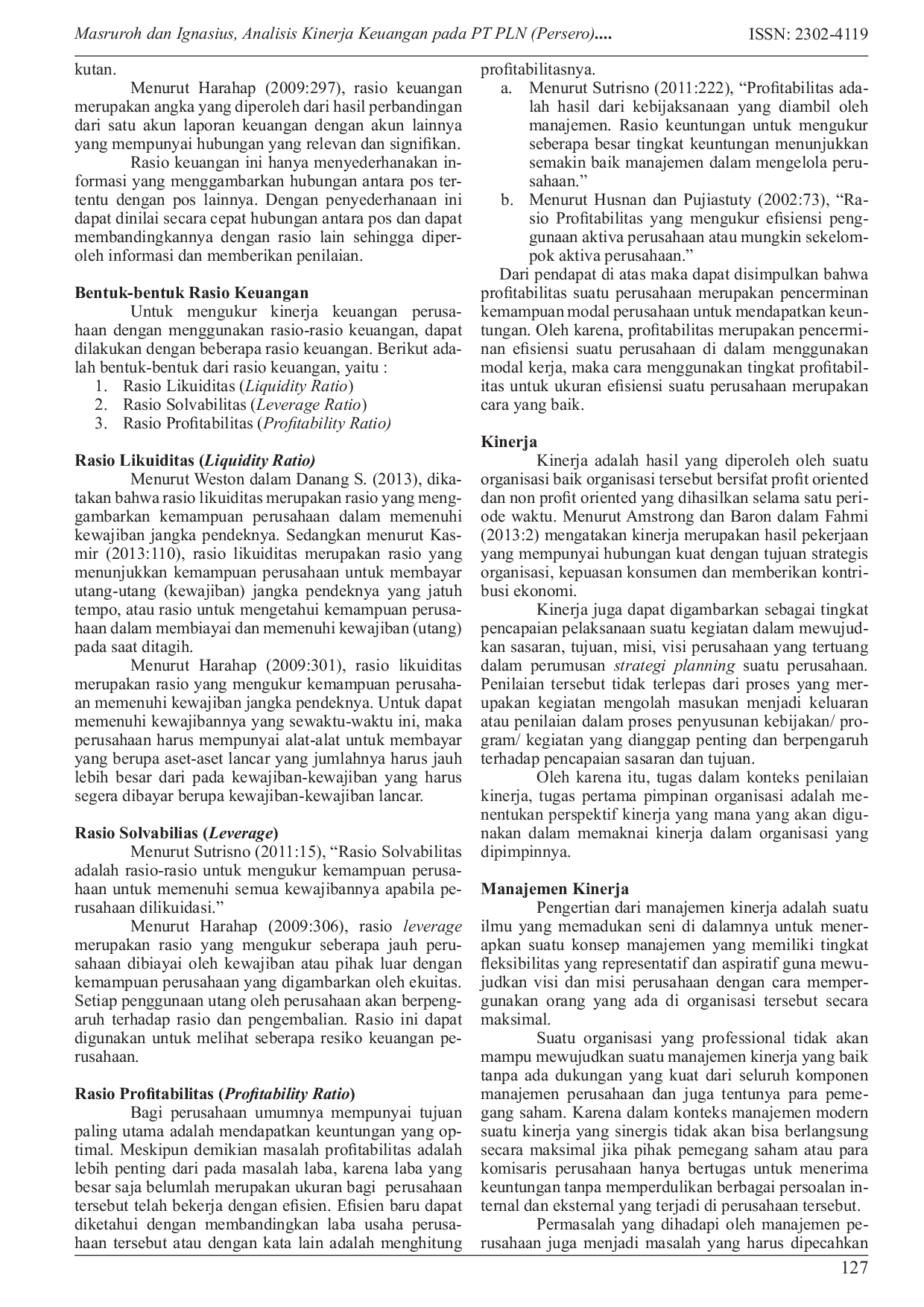 JURIS Analisis Kinerja Keuangan Pada PT PLN Persero Distribusi Jawa Barat dan Banten