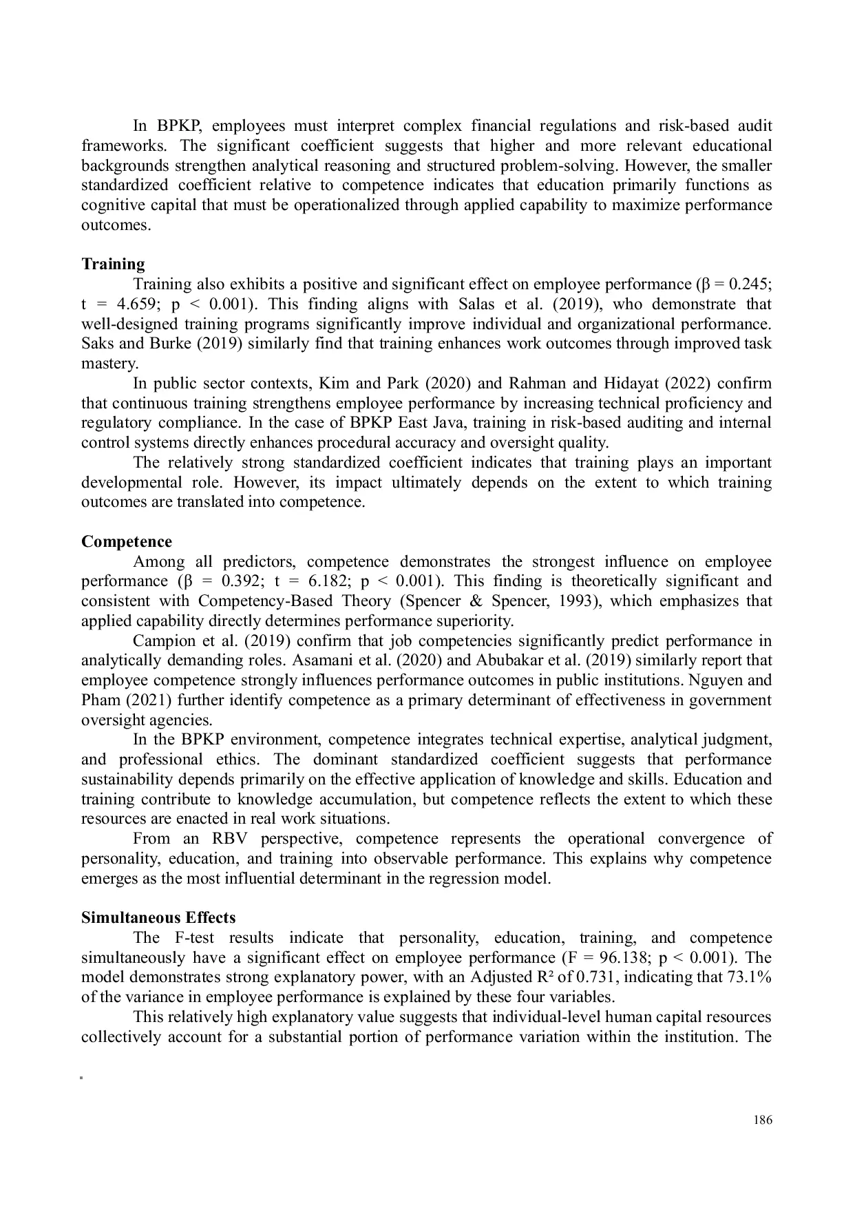 JURIS The Effect of Personality Education Training and Competence on the Performance of BPKP Representatives in East Java Province