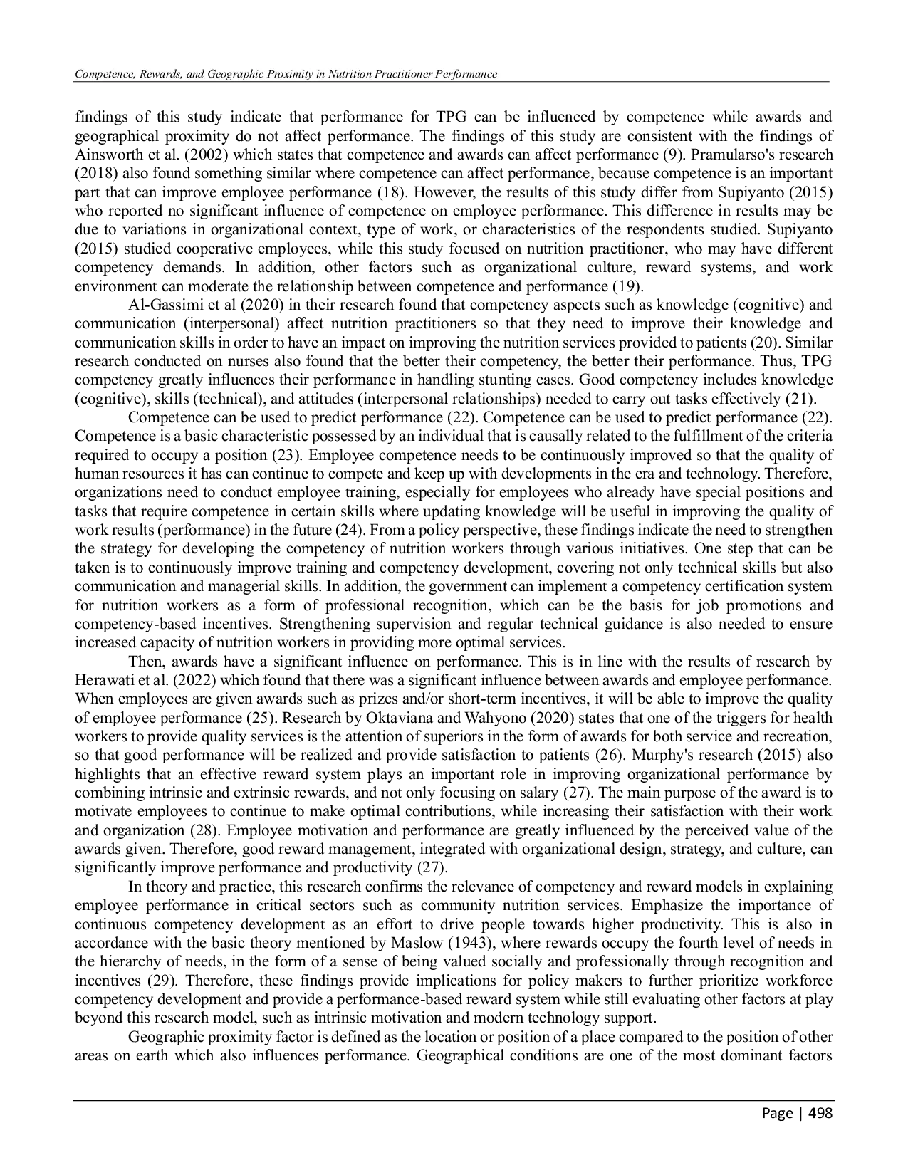 JURIS Competence Rewards and Geographic Proximity Performance in Nutrition Practitioner