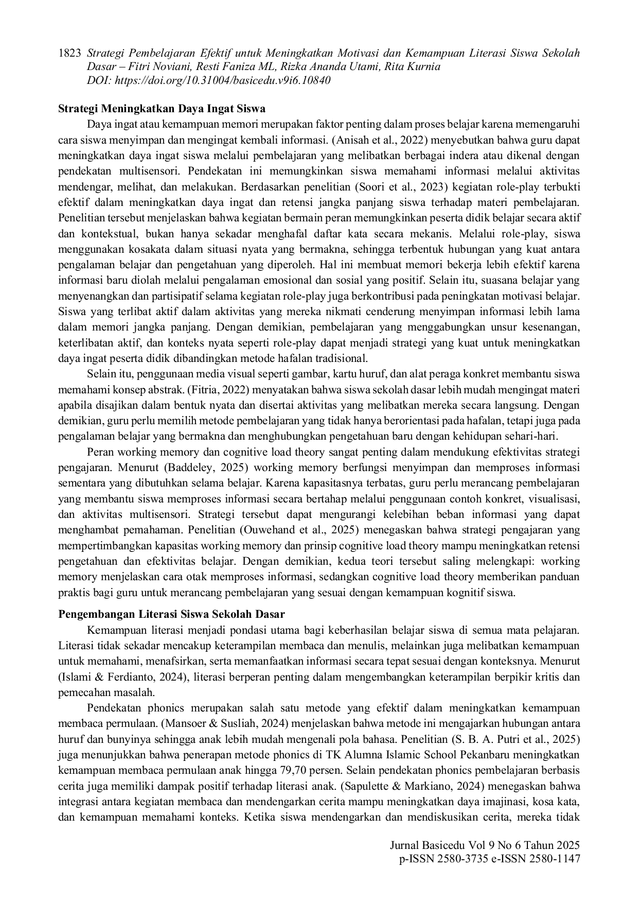 JURIS Strategi Pembelajaran Efektif untuk Meningkatkan Motivasi dan Kemampuan Literasi Siswa Sekolah Dasar