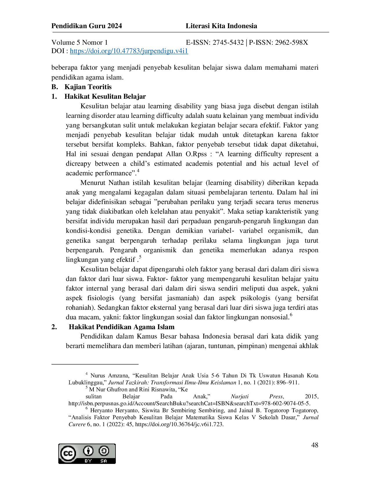 JURIS Analisis Kesulitan Belajar Siswa Dalam Memahami Materi Pendidikan Agama Islam Di Sdit Ummatan Wahidah