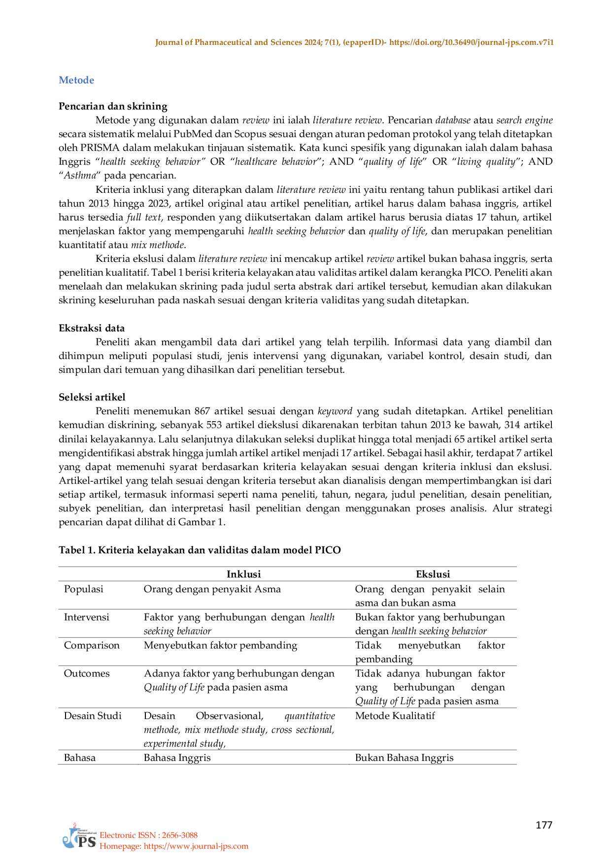 JURIS Literature review factors associated with health seeking behavior and quality of life in patients with asthma