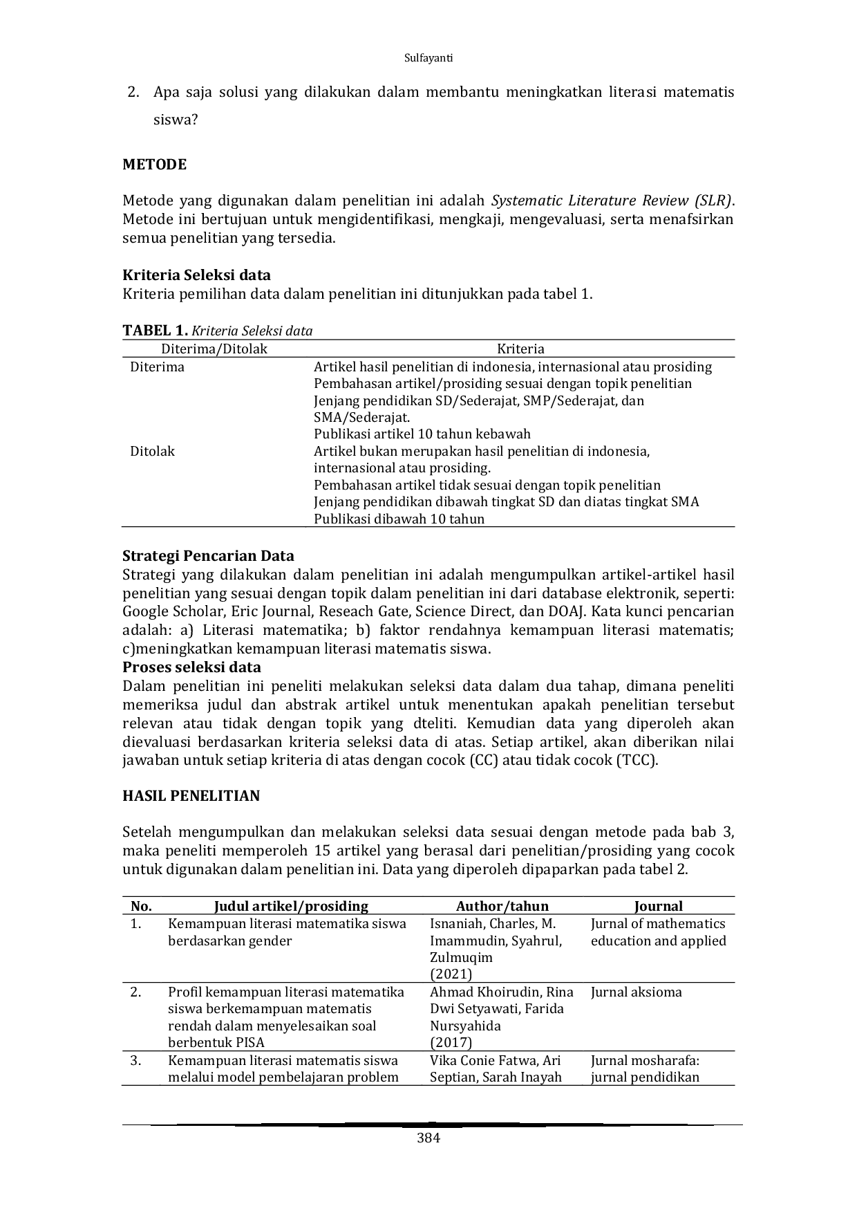 JURIS Kajian Literatur Faktor dan Solusi untuk Mengatasi Rendahnya Literasi Matematis Siswa