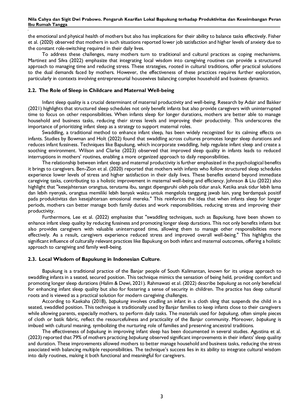 JURIS The Influence of Local Wisdom Bapukung on Productivity and Role Balance of Housewives