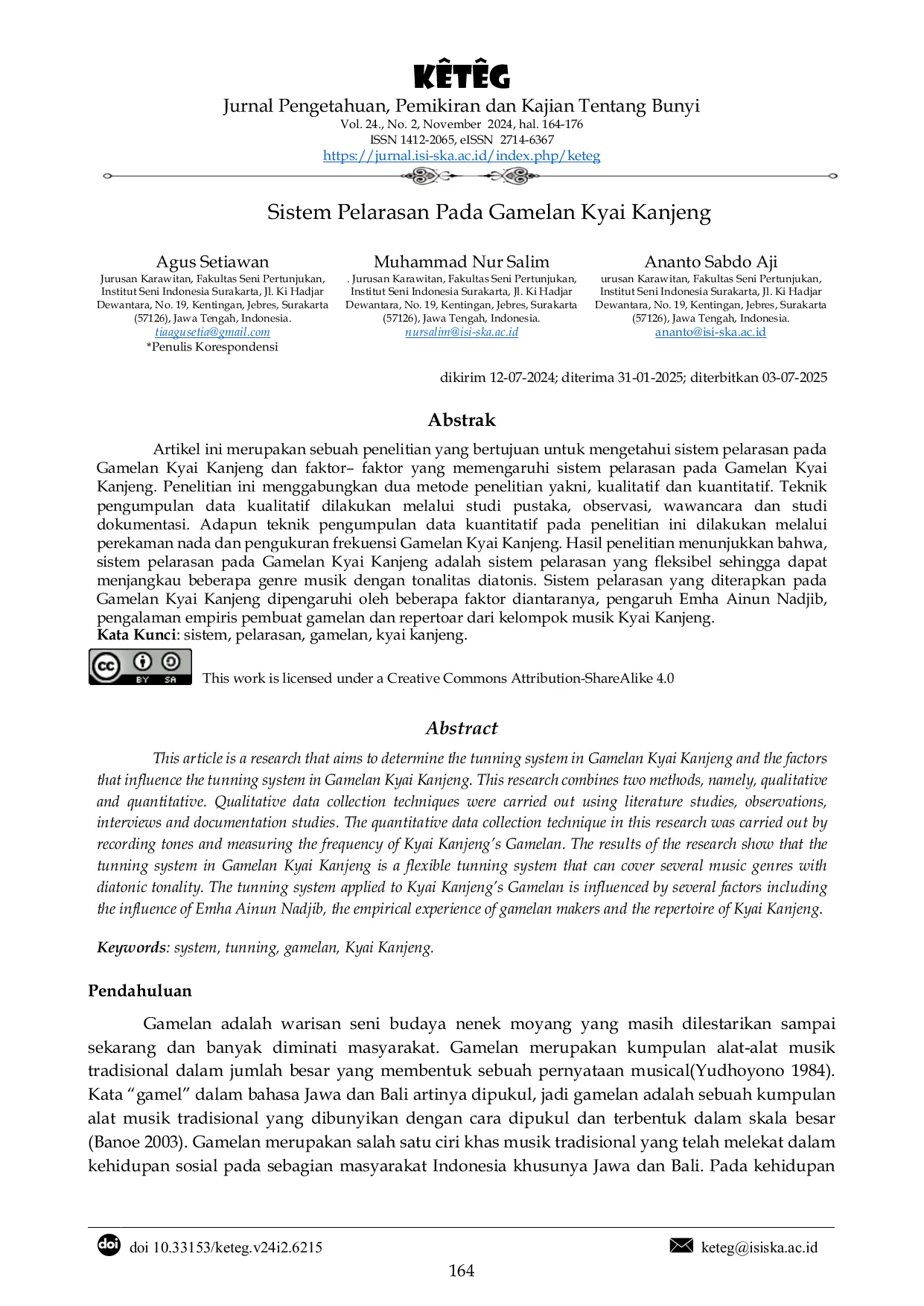 JURIS Sistem Pelarasan Pada Gamelan Kyai Kanjeng