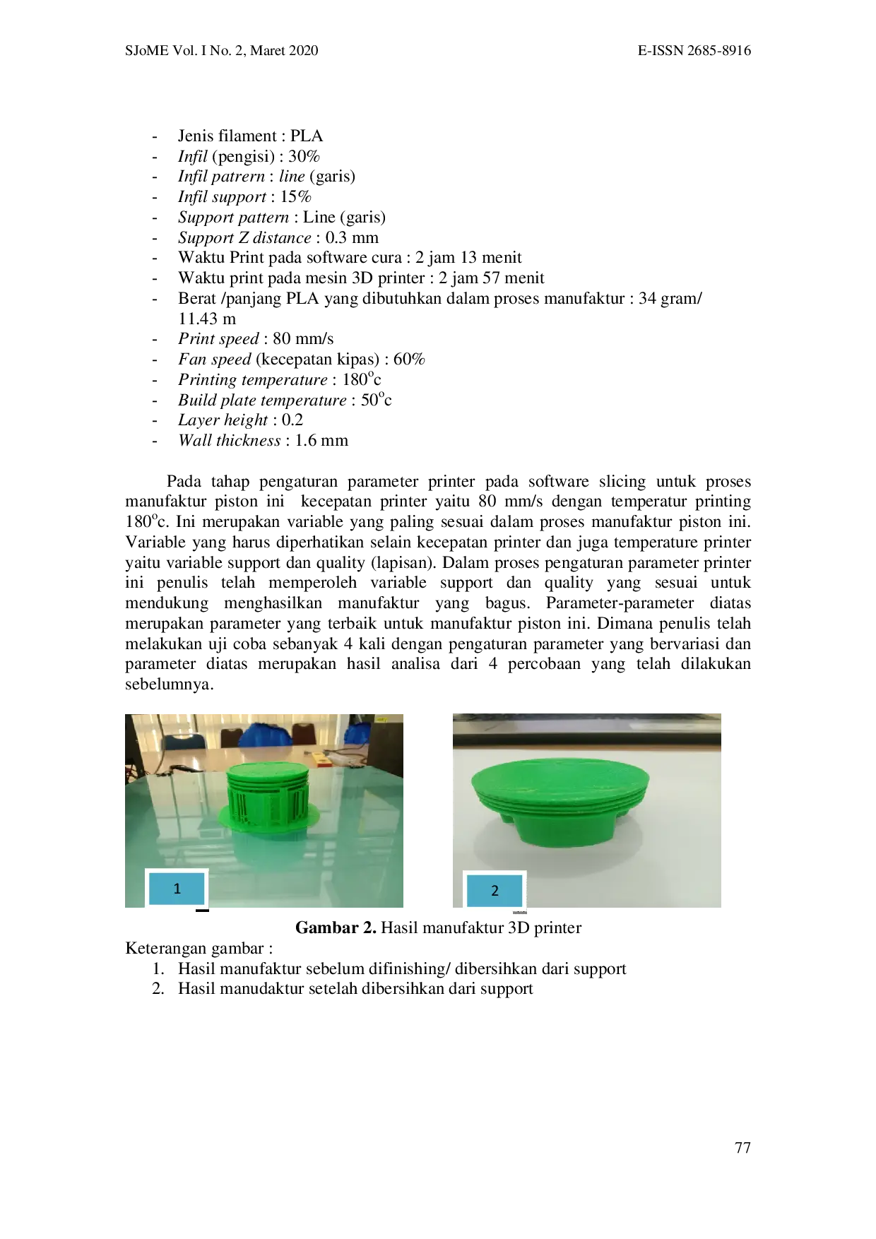 juris Desain dan Manufaktur Model Piston Jupiter MX 135 cc Dengan Menggunakan 3D Printer