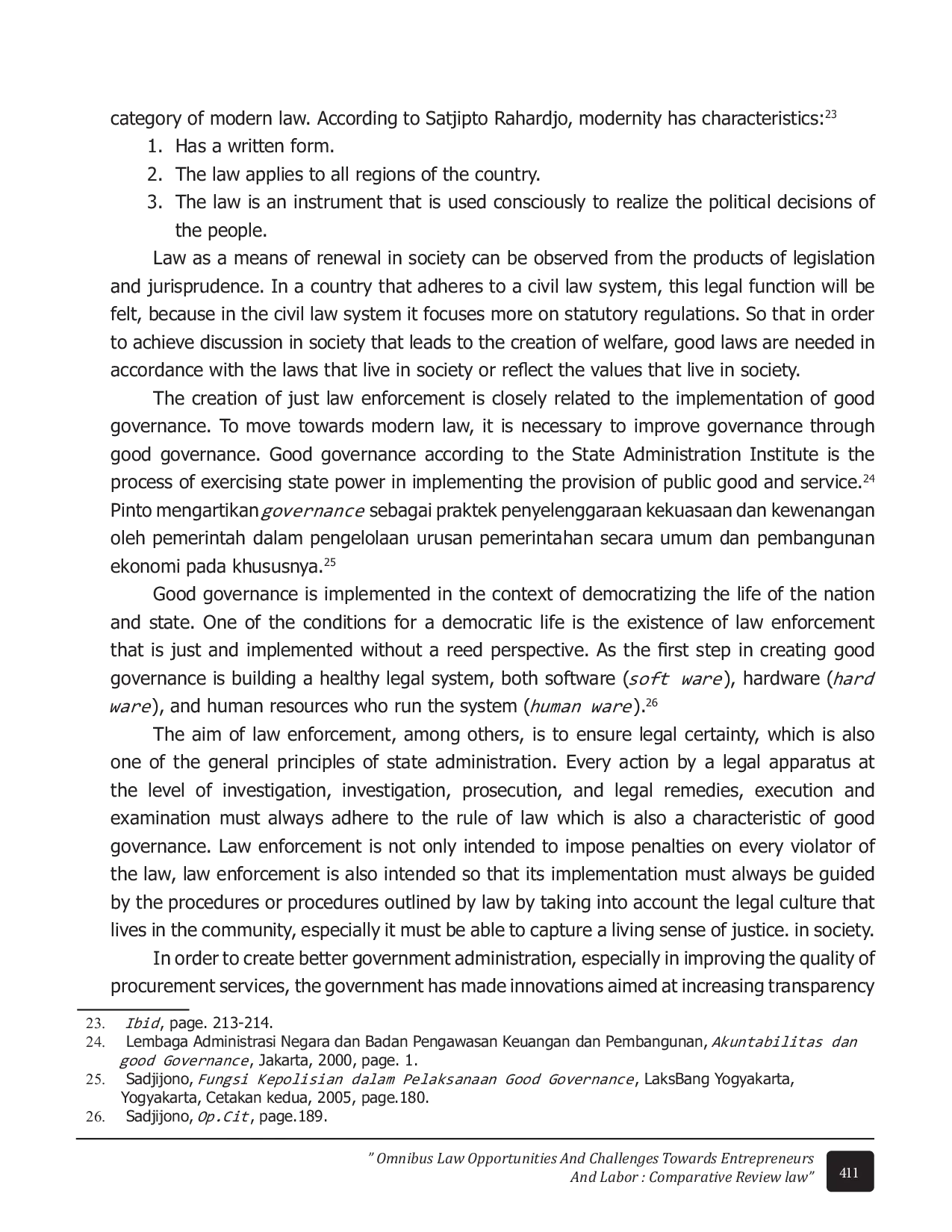 JURIS Law Enforcement In Creating Good Governance Towards A Value Of Justice