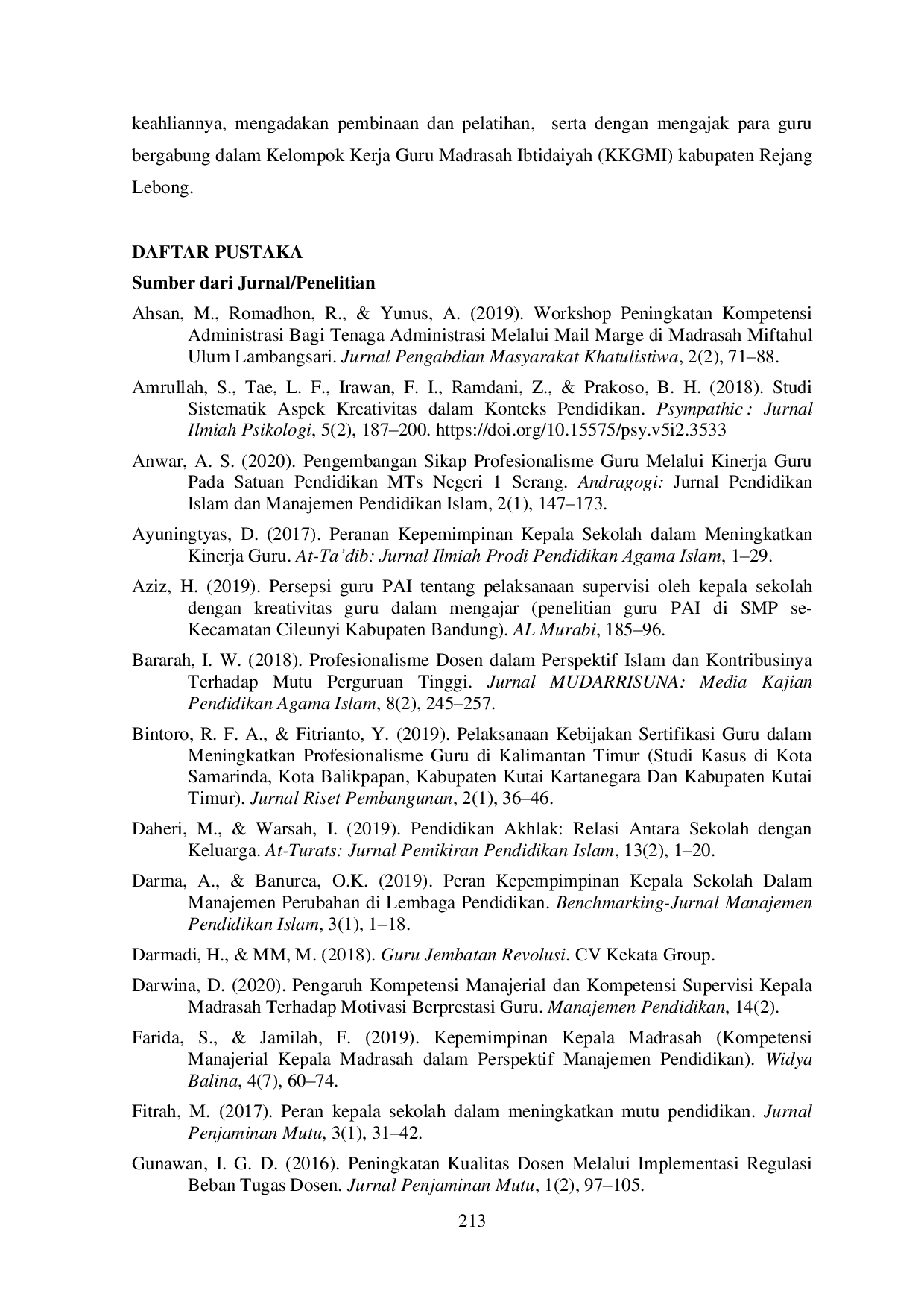 JURIS Peran Kepemimpinan Kepala Madrasah Dalam Meningkatkan Profesionalitas Guru