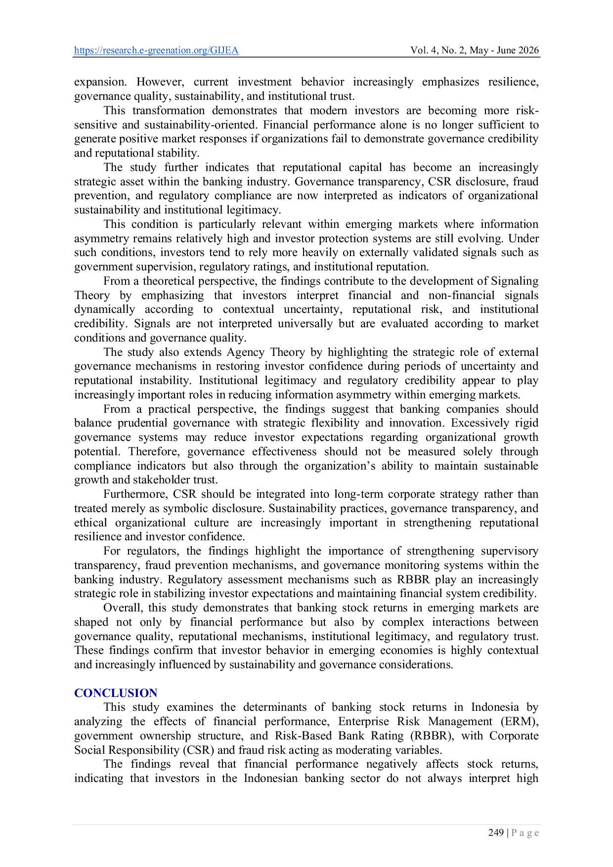 JURIS Determinants of Banking Stock Returns The Moderating Role of Corporate Social Responsibility and Fraud Risk in Indonesian Banking