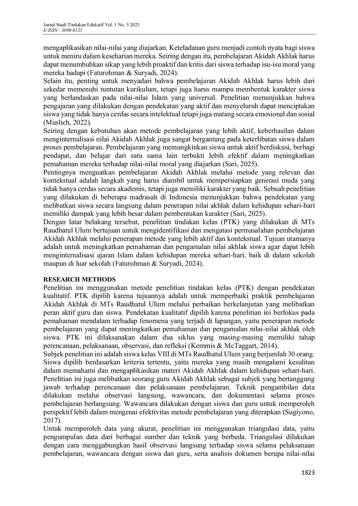 JURIS Optimalisasi Pembelajaran Akidah Akhlak melalui Metode Diskusi Kelompok untuk Meningkatkan Pemahaman Siswa di MTs Raudhatul Ulum