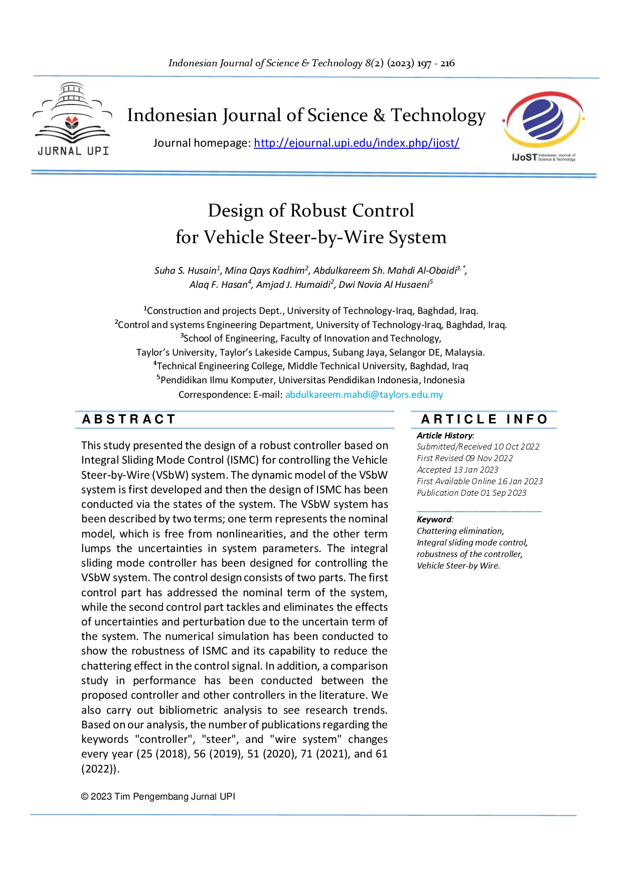 juris Design of Robust Control for Vehicle Steer by Wire System